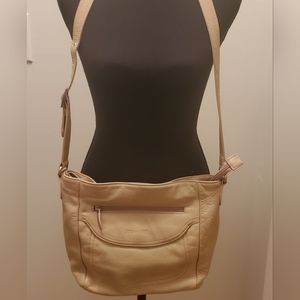 Stone & Company~Cream Pebble Leather Shoulder Bag/Crossbody Purse